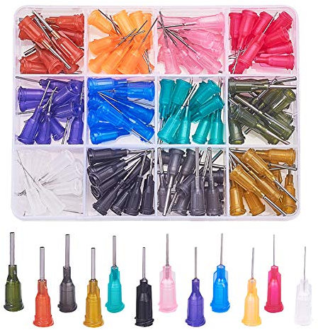 BENECREAT 144PCS 0.5 Zoll 12 verschiedene Größen Spritzen Nadeln mit stumpfer Spitze Dosiernadel mit Ködersperre zum Nachfüllen von E-Liquid Tinten und Spritzen