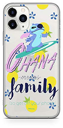 ERT GROUP mobile phone case for Apple Iphone 11 PRO MAX original and officially Licensed Disney pattern Stitch 004 optimally adapted to the shape of the mobile phone, partially transparent