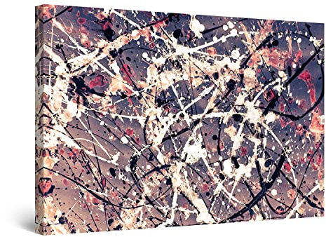 Startonight Bilder Pollock Perspektive - Leinwandbilder Moderne Kunst - Abstrakte Wanddeko Kunstdrucke, Wandbilder XXL Wohnzimmer Groß Wand Bild 80 x 120 cm, Tag Nacht Effekt, Elegante Geschenkidee