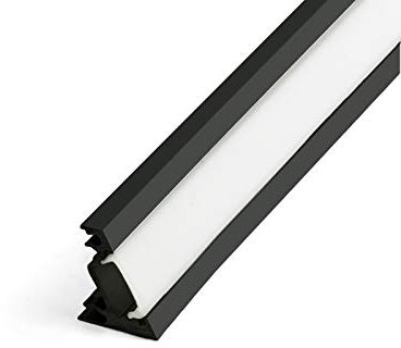 DQ-PP LED ALUMINIUM PROFIL | Corner 30 Grad | 2m | schwarz | milchglas Abdeckung | 4 Klammern und ohne Endkappen | Alu Schiene Leiste für LED-Streifen
