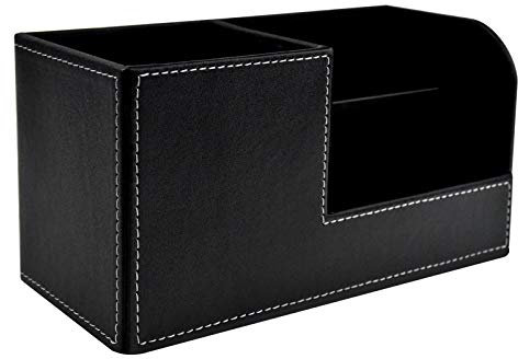 Chstarina Stifteköcher, Schwarz PU Leder Stiftebox Stifteköcher, Multifunktions Schreibtisch Organizer, stiftehalter für Stifte, Notizzettel und Büroartikel Büro Schule