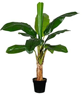 HTT Decorations Kunstpflanze/künstliche Bananenpflanze/Bananenbaum/Palme - Deko - Zimmerpflanzen - Grünpflanze - Groß - 130cm