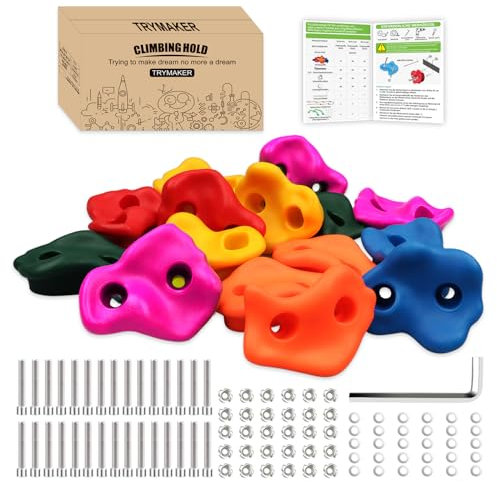 Trymaker Klettergriffe, Kinder Klettersteine für Kletterwand, 15 Stück Kletterwandgriffe Set für Kinder Erwachsene Outdoor