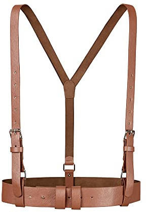 Allegra K Plus Size Vintage PU Leather Y Back Suspenders Adjustable Holes Belts for Women Men 69-84cm/27.17-33.07 Brown