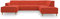 DOMO. collection Wohnlandschaft Jules FK, skandinavisches Sofa mit Federkern, Couch in U-Form mit Holzfüßen, 333 x 191 x 81 cm (BxTxH), Longchair links, orange