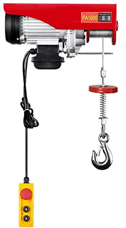 Elektrische Seilwinde 500kg / 1000kg Hubhöhe 12m Lastkran Seilzug Hebezug Motorwinde mit Kabelfernbedienung | Not-Aus Schalter (500/1000kg)
