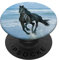 Schwarz Pferd, Strand, Wild, Pferd Hengst PopSockets Klebender PopGrip