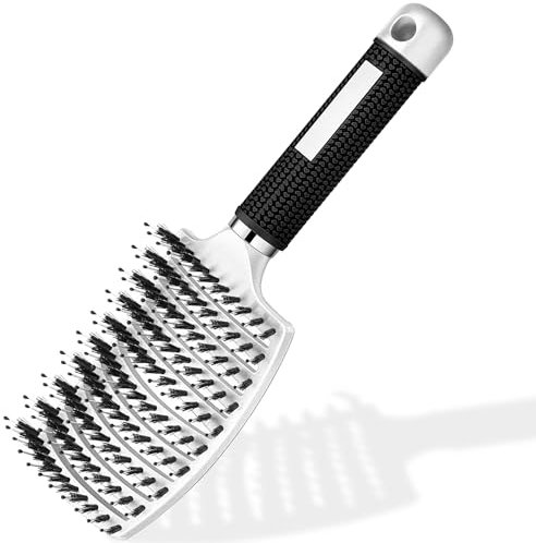 Haarbürste Haarstyling Bürste für Lange Feine Dicke Lockige Haare ohne Ziepen, Profi Entwirrungsbürste Griff, Wildschweinborsten detangler kinder entwirrburste damen herren entwirren