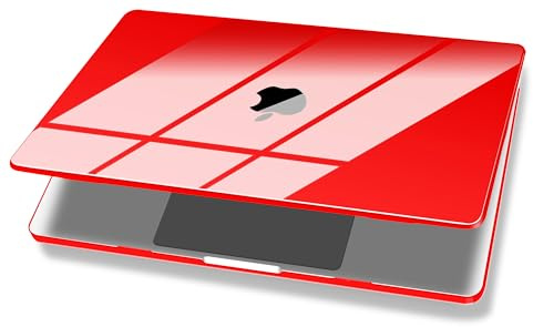 UESWILL Compatibile con MacBook Air 13 M4 M3 M2 2022-2025 modello A3240 A3113 A2681, custodia rigida lucida con cristalli + panno in microfibra, rosso
