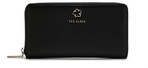 Ted Baker Jorjana Geldbörse RFID Leder 19 cm, Schwarz, Einheitsgröße, Große Geldbörse mit Blumenmuster und Reißverschluss