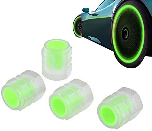 4 Stück Ventilkappen Auto Universelle Fluoreszierende Autoreifen Ventilschaftabdeckung, Leuchtende Reifen-Kappen, Staubkappen für Autoreifen, Reifenventilkappen für Auto LKW SUV Motorräder Fahrrad
