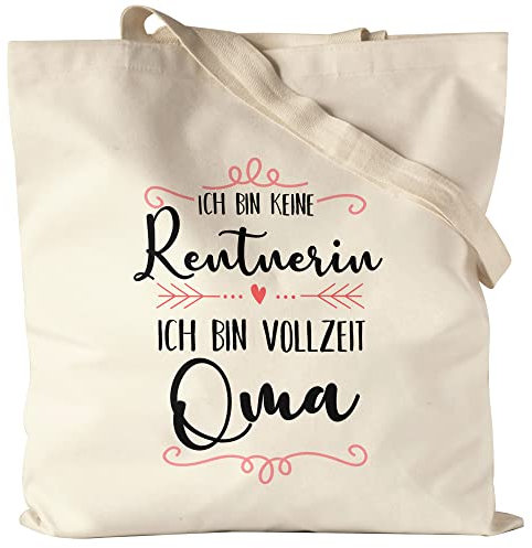 Hey!Print Keine Rentnerin sondern Oma Jutebeutel Stoffbeutel Canvas Lustig Spruch Geschenk Rente Ruhestand Pension Omi