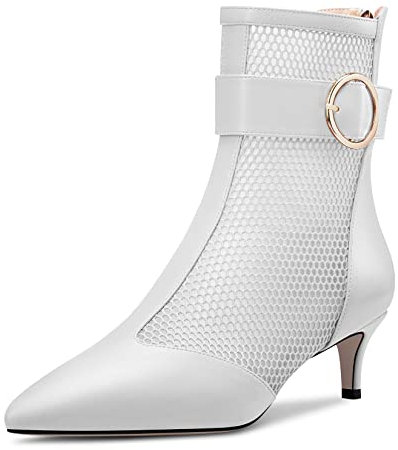 Castamere Donna Medio Tacco Heel a Punta Stivaletti Cerniera Ballo Dress 5 CM Heels Bianco 41 EU