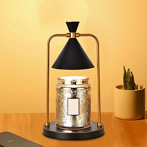 Duftlampe Kerzenwärmer Lampe mit Timer & Dimmer, Elektrische Duftlampe Für Duftgläser Und Votivkerzen, Candle Warmer Lamp für Duftkerzen, Tischdeko, Schlafzimmerdek, Hochzeit Deko (Schwarz)