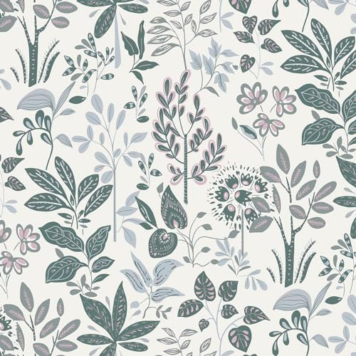Yomshi Peel and Stick Wallpaper 41x300CM Floral Green Leaf Contact Paper Waterproof Self Adhesive Wallpaper Removable Botanical Wallpaper Vinyl Roll for Bedroom Living Room Wall Furniture Decor