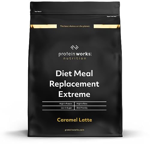 Protein Works - Diet Meal Replacement Extreme Shake, 200 Calorie Meal, High Protein Meal, Supports Weightloss, 8 Servings, Caramel Latte, 500g