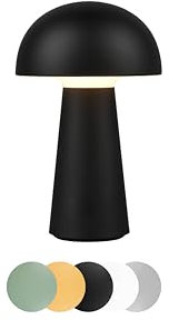 lightling Lennox LED Design Tischlampe, Pilz Lampe aufladbar via USB, Tischlampe kabellos inkl. 4-Touch Funktion, IP44 für innen und außen, 14 x 22 cm, Kunststoff, 2W, schwarz