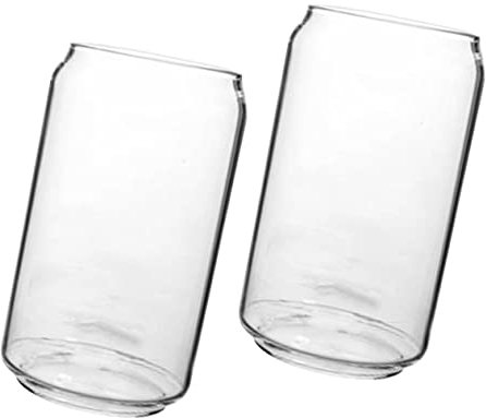 IMIKEYA 2pièces Lot Verres Bière Verre Transparente Forme Canette Et Pratique Pour Bar Et Maison Design Anneau-pull Décoratif