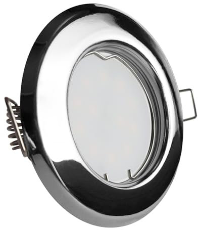 CONCEPTRUN LED Einbaustrahler Chrom glänzend | rund | Lochmaß Ø 55mm - 75mm | geringe Einbautiefe 25mm | Anschlussfertig Farbe 5W LED Modul flach neutralweiß SMD 230V