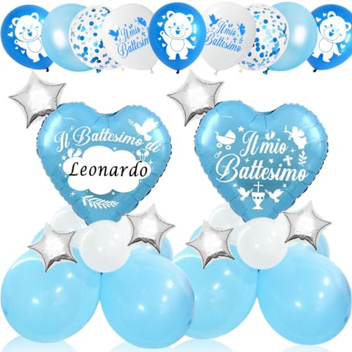 Set mit 2 Luftballons zur Taufe für Kinder, Dekoration und Ballon für Jungen