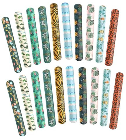 ifundom 20 Stück Dschungeltier Handgelenkbänder Spielzeug Tragbar Slap Bands Slap Ringe Leichte Snap Armbänder Animal Slap Armbänder Snap Armbänder Bulk Dschungel Themen Slap