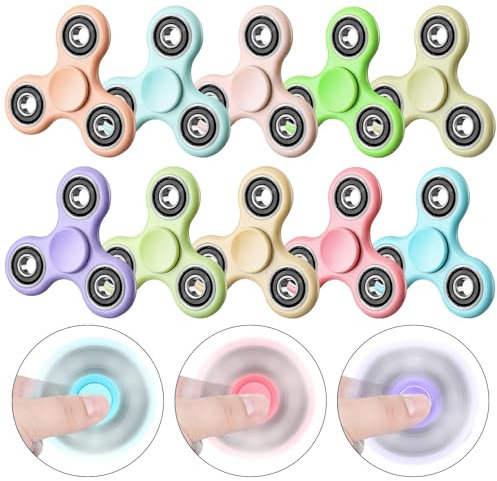 SCIONE 10 Pcs Fidget Spinner Anti Stress Hand Spinner Relief ADHD Spinner Jouet Sensoriel Fidget Toys pour Enfants Adultes Noël l' Anniversaire Morandi