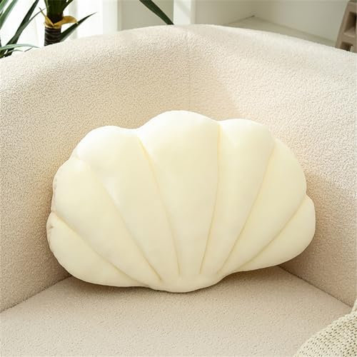 Ueiwffzo Muschel Kissen, Zierkissen Dekokissen Couchkissen Kuschelkissen Sofakissen Dekokissen Kissen für Bett Sofa Stuhl Auto (Beige,35 * 25CM)