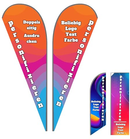 LSDINDF Personalisierte Teardrop Feder Flaggen, Benutzerdefinierte Feder Flaggen, Personalisierte Werbung Flagge Zeichen, personalisierte beachflag, Zeichen Werbung Drucken Text Logo(nur Flagge).