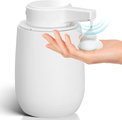 Phneems Seifenspender Automatisch Schaumseifenspender Elektrischer Seifenspender Mit Sensor 250ML Soap Dispenser Automatic USB-Aufladung IPX5 Waterproof FüR Bad KüChe Weiß