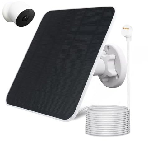 Solar Panel Charger Compatible with Google Nest Cam Outdoor or Indoor, Battery - 2nd Generation, 5W, 13Ft Charging Cable