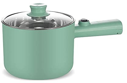 YIHANSS Electric Hot Pot, Non-Stick Frying Pan, 1.8L Mini Electric Skillet with Lid, Portable Multi Cooker for Travel/Dorm Rapid Heating,White,Without steamer (With Steamer|green)