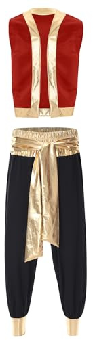 Hedmy Herren Halloween Araber Prinz Kostüm Sultan Erwachsenenkostüm Weste Lange Hose Verkleidung Rollenspiel Outfits