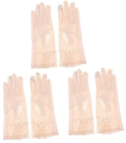 SAFIGLE 3 Paare Handschuhe aus Eisseide durchsichtige Handschuhe Damen Frauen Handschuhe Sonnenarm Ärmel Ice Silk Work Gloves Seidenhandschuhe UV-Handschuhe Sonnenschutz für Damen Weiß