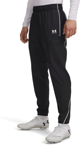 Under Armour Men's Challenger Warm-Up Pant, Water-Resistant Tracksuit Bottoms with Ankle Cuffs, Men's Joggers for Sports and Athletics,Black / / White,LG
