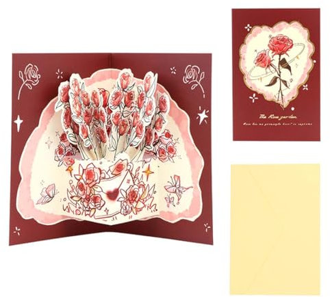 VONJUMA Karte Liebe Jahrestag Geschenk für Sie und Ihn Grußkarte aus mit Umschlag Valentinstagsgeschenk Partner Geschenke für Sie Ihn Liebe Rose Karte Geburtstagskarte für Ehemann Ehefrau