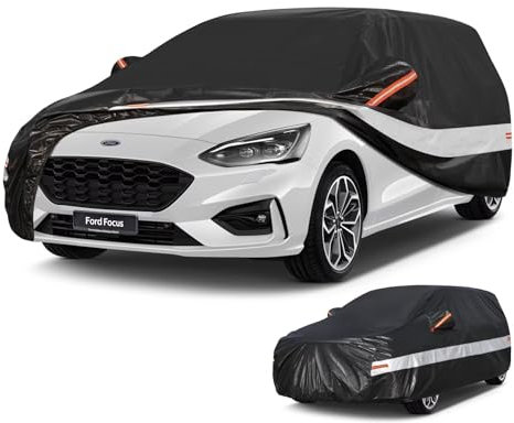 Holthly Autoabdeckung Passend für Ford Focus Hatchback(1999-2025)10 Schichten Vollgarage Auto Abdeckplane 100% Wasserdicht Autoplane Outdoor Autogarage Wasser und Staubschutz,Wind,Regen und UV Schutz