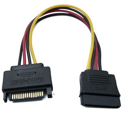 SYSTEM-S Câble SATA 20 cm 15 broches mâle vers femelle Rallonge pour disque dur SSD