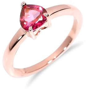 Bague solitaire pour femme, argent sterling 925, bague de fiançailles délicate avec pierre topaze rose naturelle, style vintage, bague en pierre taillée en cœur R-162-24-P