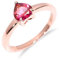 Bague solitaire pour femme, argent sterling 925, bague de fiançailles délicate avec pierre topaze rose naturelle, style vintage, bague en pierre taillée en cœur R-162-24-P