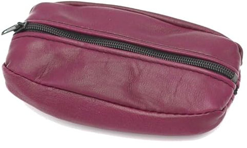 Van Der Rich ® - Porte Monnaie Zip de Deux côtés avec Porte-clés Cuir Agneau - Femme - Homme (Fraise 3)