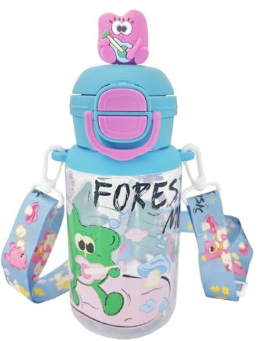 kids water bottles leakproof,650ml/22oz toddler water bottle with straw for Child BPA Free Cute Personalised Leak Proof Kids Drinks Bottle With Straw for Girls Boys Children School Travel Sports