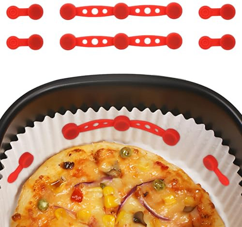 Gosknor 2 Sets Air Fryer Silicone Magnet Buckles, Red Magnets for Parchment Keeping Paper Liners in Place Air Fryer Accessories for Heat-Resistant & Prevent Paper Burns
