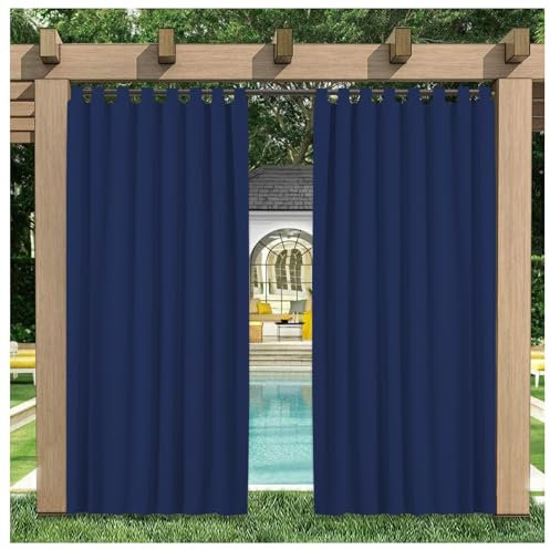 Mewkew Outdoor Vorhang Wetterfest, Outdoorvorhänge für Pavillon Terrasse Sichtschutz Sonnnenschutz Balkon Vorhang Blickdicht Gardinen Wasserdicht,mit Abnehmbaren Schlaufen,H182 × B152 cm (1 Stück)