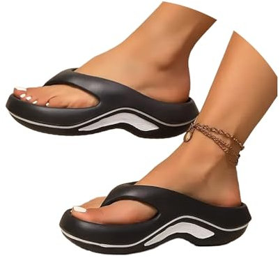 Infradito con Fondo Spesso Sandali Estivi da Donna con Zeppa Punta Aperte Infradito Casual e Comode Elegante Ciabatte Ortopediche Supporto Arco Antiscivolo Sandalo Piscina Leggere per la Casa