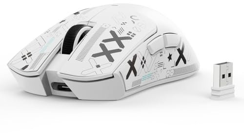 ATTACK SHARK X11 SE Souris Gaming sans Fil, Capteur Gaming PixArt PAW3311, BT/2.4G sans Fil/Câblé, 22000 DPI, 65 Heures d'Autonomie, Souris Gamer/Bureau pour Win11/Xbox/PS/Mac (Blanc + Ruban)