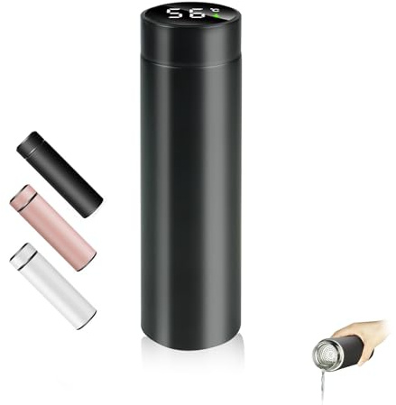 Borraccia Termica 500 ml Borracce Termiche in Acciaio Inox,Tazza Termica per Caffe,Tè,Bottiglia Termica Intelligente con LED Temperatura Display Touch Smart per Viaggio Outdoor Palestra Scuola Ufficio
