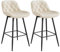 EUGAD Taburetes Altos de Cocina, Set de 2 Taburetes Barra Bar con Respaldo, Sillas Altas de Terciopelo, Taburetes para Cocina Isla Bistro, Sillas Tapizadas, Crema