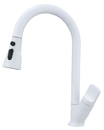 TYMYW Küchenarmatur Ausziehbar mit Brause 360° Schwenkbarer Spültischmischer mit Brause 3 Modus Mischbatterie,Weiß