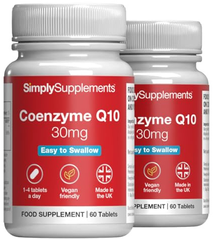 Coenzyme Q10 30mg | 120 Vegan Tablets | Up to 4 Months' Supply | CoQ10 with added vitamin E | Vitamin E contributes to the protection of cells from oxidative stress | UK made