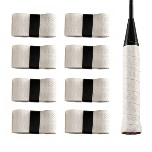 8Stück Griffband Tennisschläger,Tennis Overgrip,Schwarz Weiß Selbstklebend Anti-Rutsch Badminton Griff Band,Soft Squash Schläger Dämpfer Tape,für Badmintonschläger Speedminton Padel Fahrrad Grip-Band